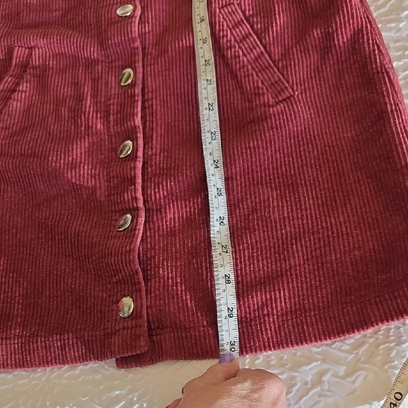 Harper Heritage Corduroy Pinafore Overall Dress Maroon Burgundy S - Picture 7 of 7
